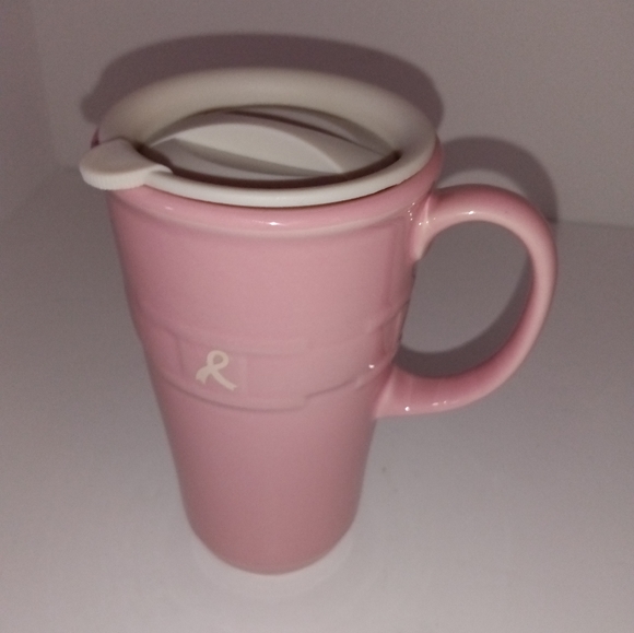 🆕Longaberger Pottery LTD Edition Breast Cancer Awareness Pink Tall Travel Mug - Picture 4 of 9